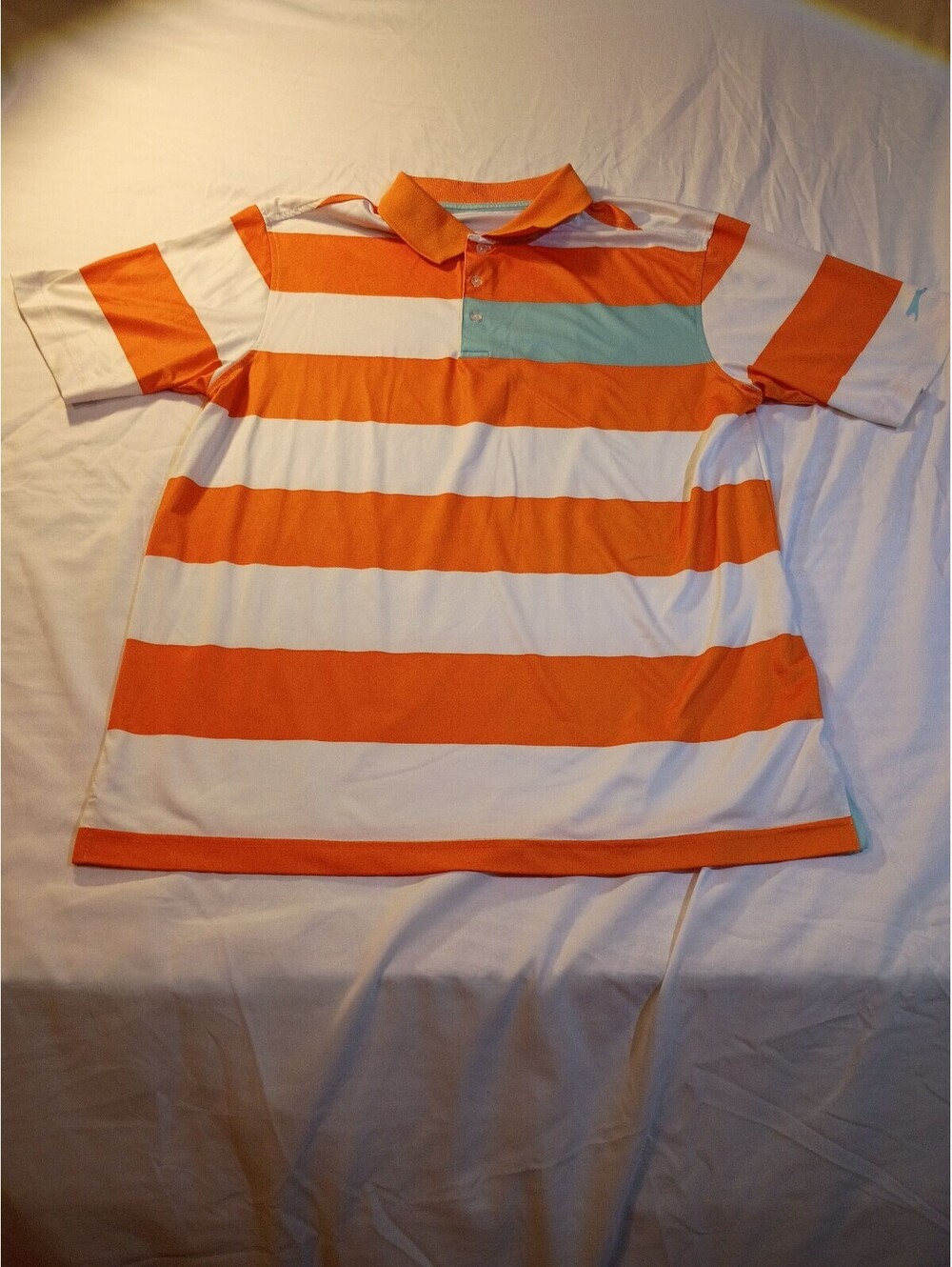 Slazenger Men's Polo Shirt Large Orange and White Stripes